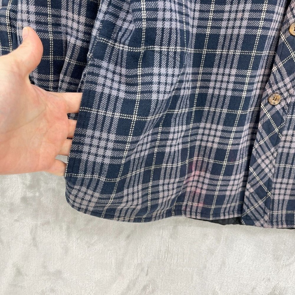 Levi's Blue Plaid Quilted Shacket Heavy Flannel Shirt Grunge Distressed - Picture 5 of 13
